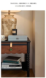 レッドオーク製ナイトテーブル|スタイリッシュなデザインと機能性|おしゃれなインテリアに最適 hsxz-2169