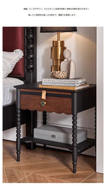 レッドオーク製ナイトテーブル|スタイリッシュなデザインと機能性|おしゃれなインテリアに最適 hsxz-2169