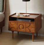 無垢材製 ナイトテーブル おしゃれなデザイン 収納付き ベッドサイドテーブル 多層板・密度繊維板使用 hsxz-2170