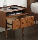 無垢材製 ナイトテーブル おしゃれなデザイン 収納付き ベッドサイドテーブル 多層板・密度繊維板使用 hsxz-2170