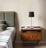 無垢材製 ナイトテーブル おしゃれなデザイン 収納付き ベッドサイドテーブル 多層板・密度繊維板使用 hsxz-2170