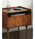 無垢材製 ナイトテーブル おしゃれなデザイン 収納付き ベッドサイドテーブル 多層板・密度繊維板使用 hsxz-2170