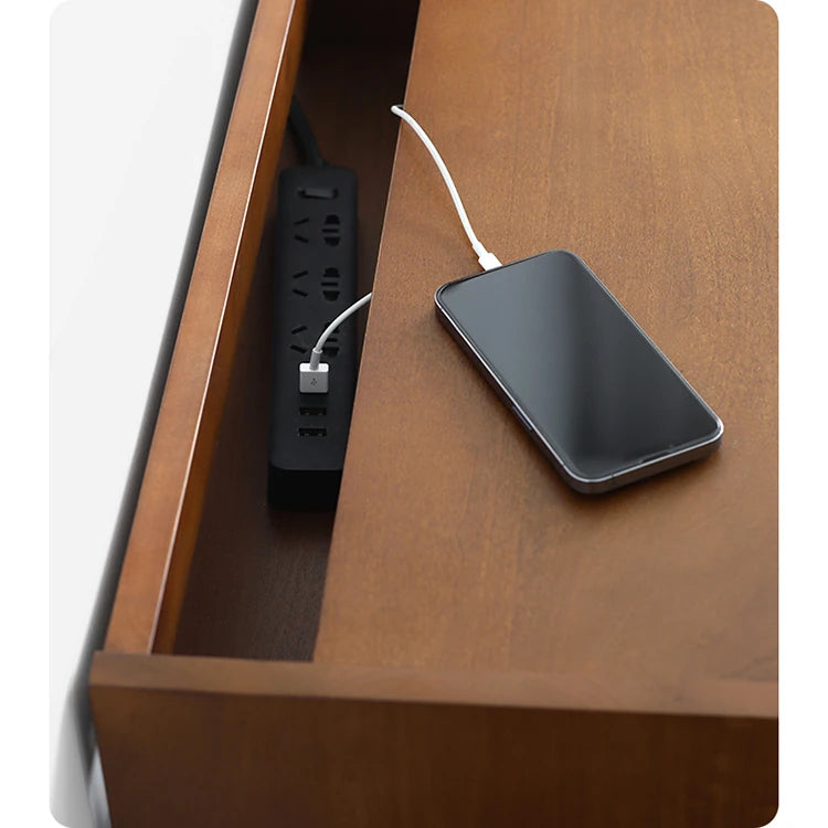 無垢材製 ナイトテーブル おしゃれなデザイン 収納付き ベッドサイドテーブル 多層板・密度繊維板使用 hsxz-2170