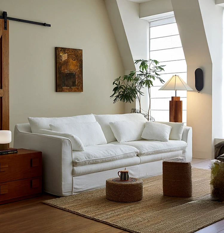 リネンダウンソファー|上質な絹綿とパイン素材で作られたモダンなリビング空間を演出! hsxz-2172