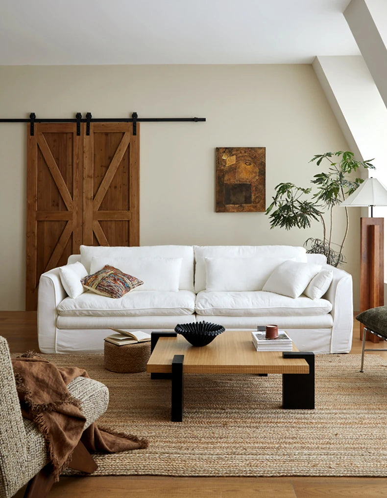 リネンダウンソファー|上質な絹綿とパイン素材で作られたモダンなリビング空間を演出! hsxz-2172