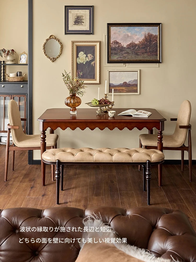 無垢材テーブル|エレガントな曲線デザインでインテリアに優雅な雰囲気を演出【小スペースに最適】 hsxz-2174