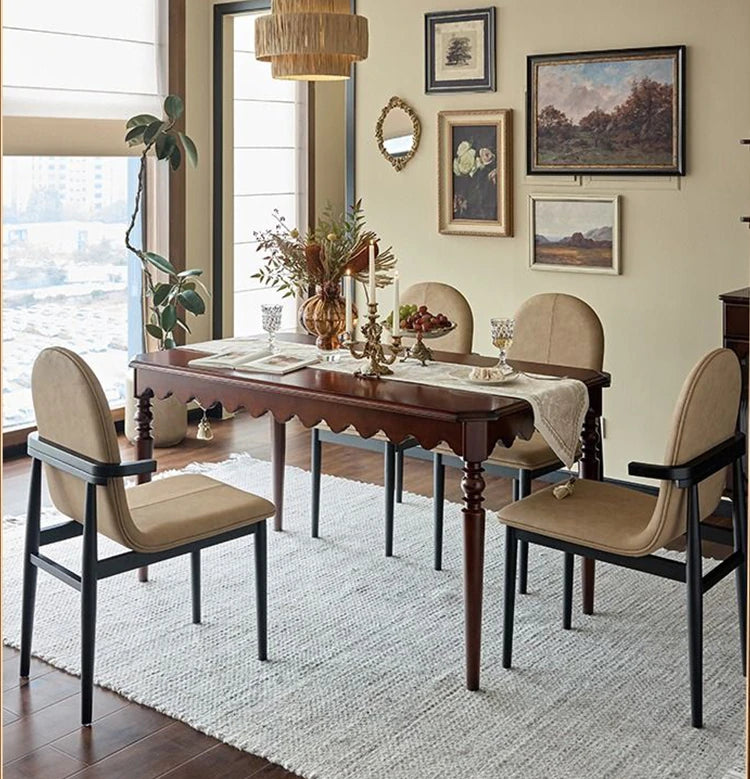 無垢材テーブル|エレガントな曲線デザインでインテリアに優雅な雰囲気を演出【小スペースに最適】 hsxz-2174