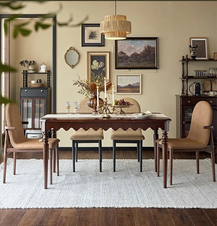 無垢材テーブル|エレガントな曲線デザインでインテリアに優雅な雰囲気を演出【小スペースに最適】 hsxz-2174