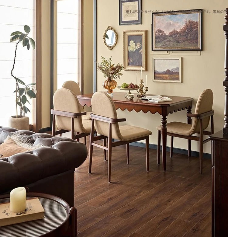 無垢材テーブル|エレガントな曲線デザインでインテリアに優雅な雰囲気を演出【小スペースに最適】 hsxz-2174