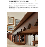 無垢材テーブル|エレガントな曲線デザインでインテリアに優雅な雰囲気を演出【小スペースに最適】 hsxz-2174