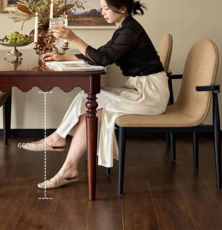 無垢材テーブル|エレガントな曲線デザインでインテリアに優雅な雰囲気を演出【小スペースに最適】 hsxz-2174