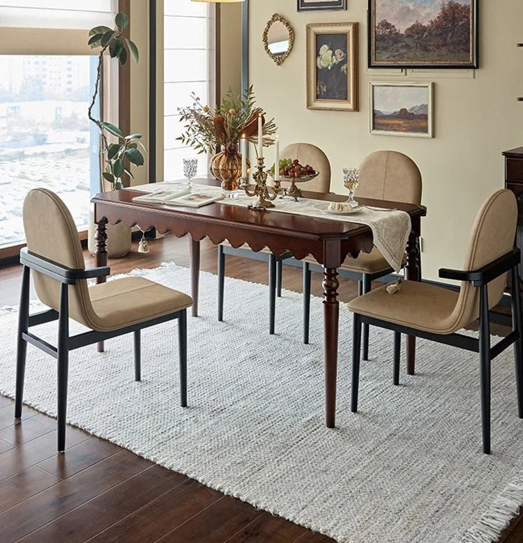 無垢材テーブル|エレガントな曲線デザインでインテリアに優雅な雰囲気を演出【小スペースに最適】 hsxz-2174