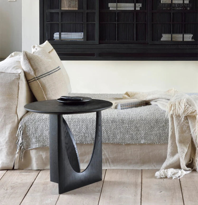 シンプルでスタイリッシュなオーク製センターテーブル - ブラック仕上げのモダンデザイン hsxz-2176