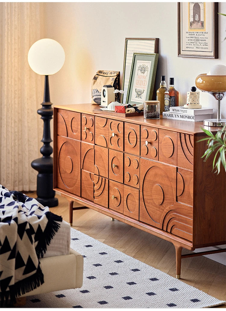 無垢材と銅を使用した美しいデザインのキャビネット - モダンインテリアに最適! hsxz-2179