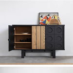 モダンデザインの多層板キャビネット - ガラス扉付き収納家具、リビングやダイニングに最適! hsxz-2180