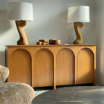 ナチュラルカラーの多層板キャビネット | モダンなアーチデザインでインテリアを引き立てる収納家具 hsxz-2182