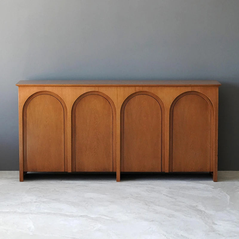 ナチュラルカラーの多層板キャビネット | モダンなアーチデザインでインテリアを引き立てる収納家具 hsxz-2182