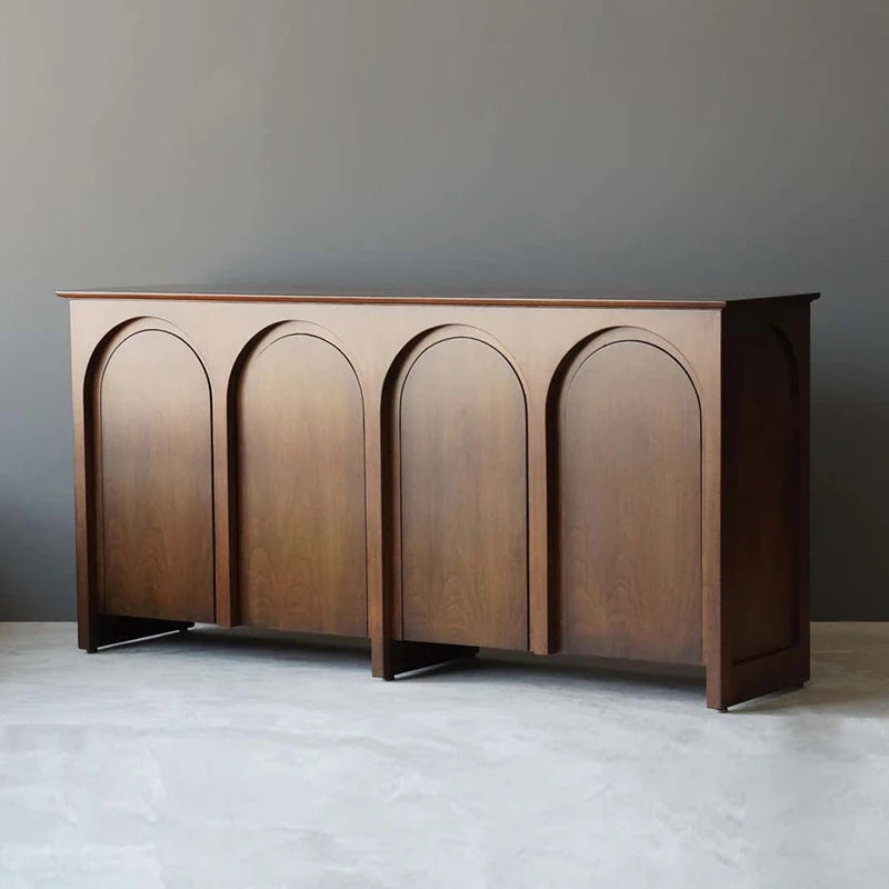 ナチュラルカラーの多層板キャビネット | モダンなアーチデザインでインテリアを引き立てる収納家具 hsxz-2182