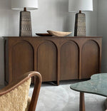 ナチュラルカラーの多層板キャビネット | モダンなアーチデザインでインテリアを引き立てる収納家具 hsxz-2182