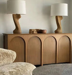 ナチュラルカラーの多層板キャビネット | モダンなアーチデザインでインテリアを引き立てる収納家具 hsxz-2182