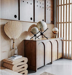 ナチュラルカラーの多層板キャビネット | モダンなアーチデザインでインテリアを引き立てる収納家具 hsxz-2182