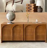 ナチュラルカラーの多層板キャビネット | モダンなアーチデザインでインテリアを引き立てる収納家具 hsxz-2182