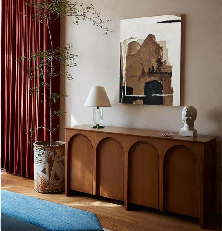 ナチュラルカラーの多層板キャビネット | モダンなアーチデザインでインテリアを引き立てる収納家具 hsxz-2182