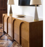 ナチュラルカラーの多層板キャビネット | モダンなアーチデザインでインテリアを引き立てる収納家具 hsxz-2182