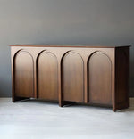 ナチュラルカラーの多層板キャビネット | モダンなアーチデザインでインテリアを引き立てる収納家具 hsxz-2182