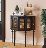 おしゃれなオーク製キャビネット - 強化ガラス扉付き収納家具 hsxz-2184