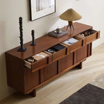 無垢材キャビネット - シンプルでモダンなデザイン、収納力抜群! hsxz-2187