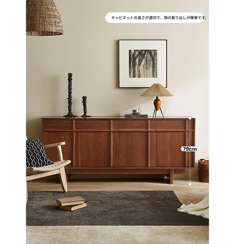 無垢材キャビネット - シンプルでモダンなデザイン、収納力抜群! hsxz-2187