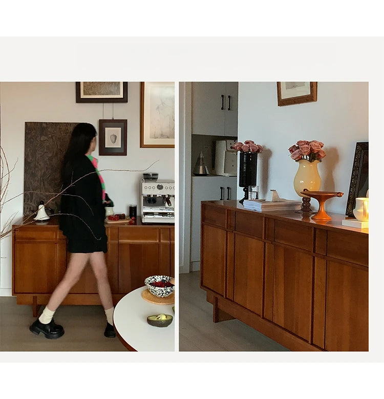 無垢材キャビネット - シンプルでモダンなデザイン、収納力抜群! hsxz-2187