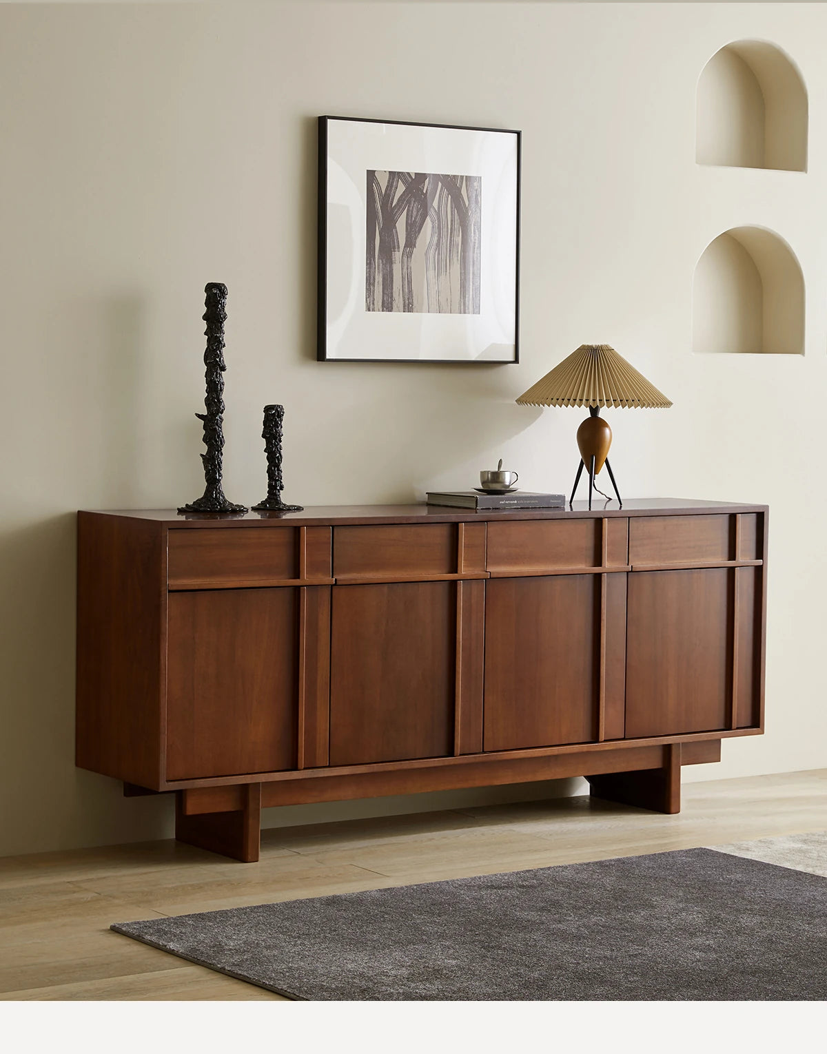 無垢材キャビネット - シンプルでモダンなデザイン、収納力抜群! hsxz-2187