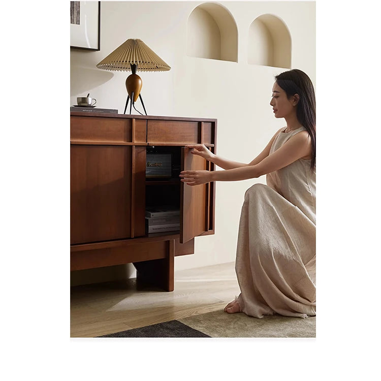 無垢材キャビネット - シンプルでモダンなデザイン、収納力抜群! hsxz-2187