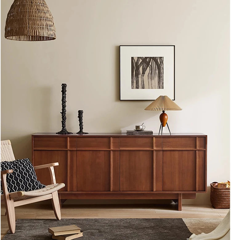 無垢材キャビネット - シンプルでモダンなデザイン、収納力抜群! hsxz-2187