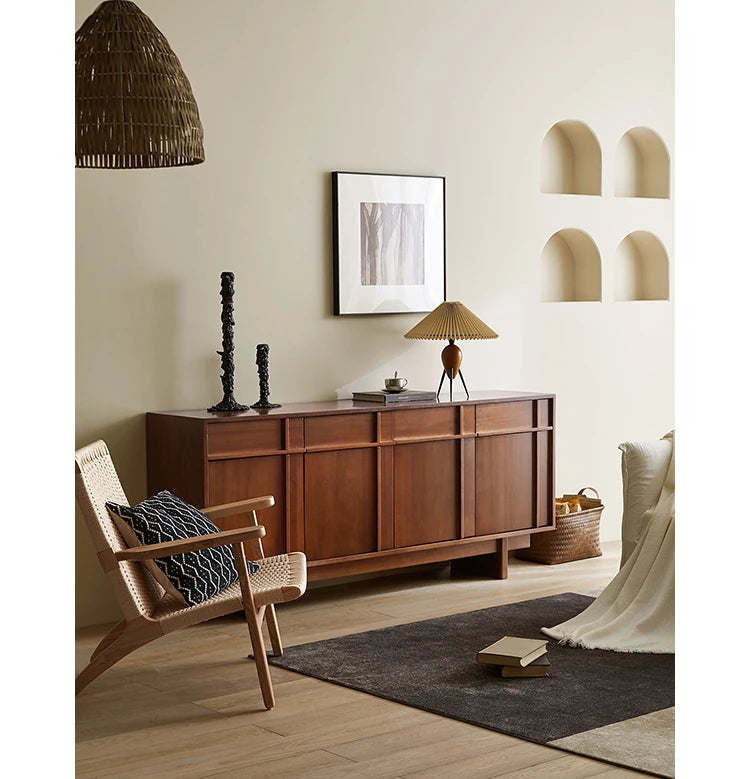 無垢材キャビネット - シンプルでモダンなデザイン、収納力抜群! hsxz-2187