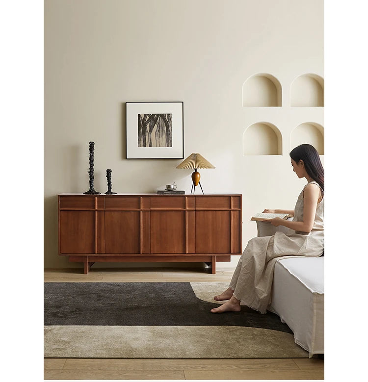 無垢材キャビネット - シンプルでモダンなデザイン、収納力抜群! hsxz-2187