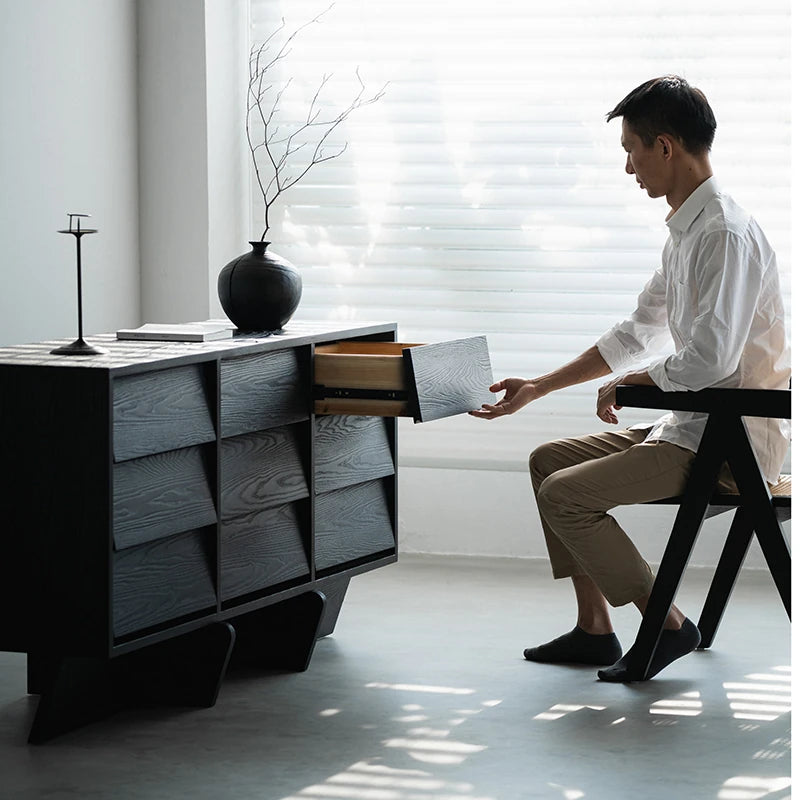 アッシュ材&スギ材使用のスタイリッシュキャビネット - モダンなインテリアに最適【送料無料】 hsxz-2188