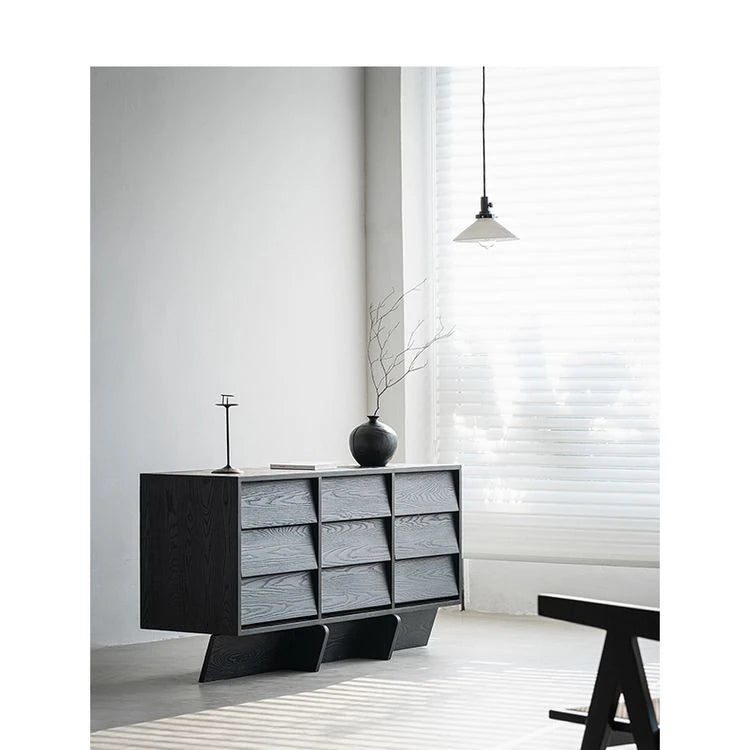 アッシュ材&スギ材使用のスタイリッシュキャビネット - モダンなインテリアに最適【送料無料】 hsxz-2188