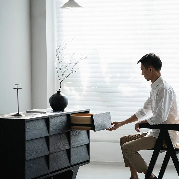 アッシュ材&スギ材使用のスタイリッシュキャビネット - モダンなインテリアに最適【送料無料】 hsxz-2188