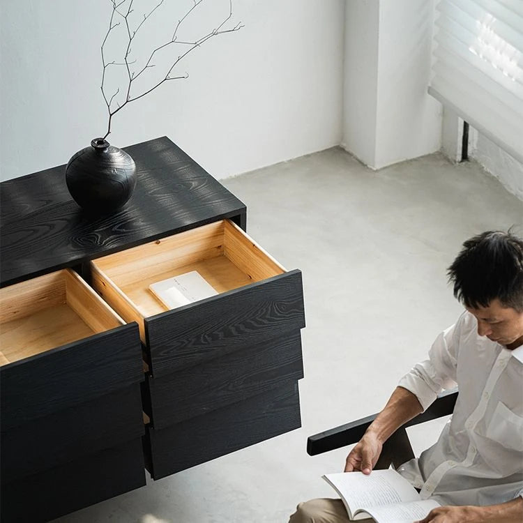 アッシュ材&スギ材使用のスタイリッシュキャビネット - モダンなインテリアに最適【送料無料】 hsxz-2188