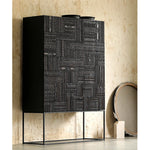 オークとチークのアイアンキャビネット - アンティーク調デザイン、モダンインテリアに最適! hsxz-2189