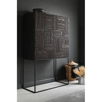 オークとチークのアイアンキャビネット - アンティーク調デザイン、モダンインテリアに最適! hsxz-2189