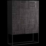 オークとチークのアイアンキャビネット - アンティーク調デザイン、モダンインテリアに最適! hsxz-2189