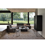 オークとチークのアイアンキャビネット - アンティーク調デザイン、モダンインテリアに最適! hsxz-2189