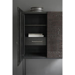 オークとチークのアイアンキャビネット - アンティーク調デザイン、モダンインテリアに最適! hsxz-2189