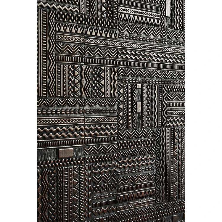 オークとチークのアイアンキャビネット - アンティーク調デザイン、モダンインテリアに最適! hsxz-2189