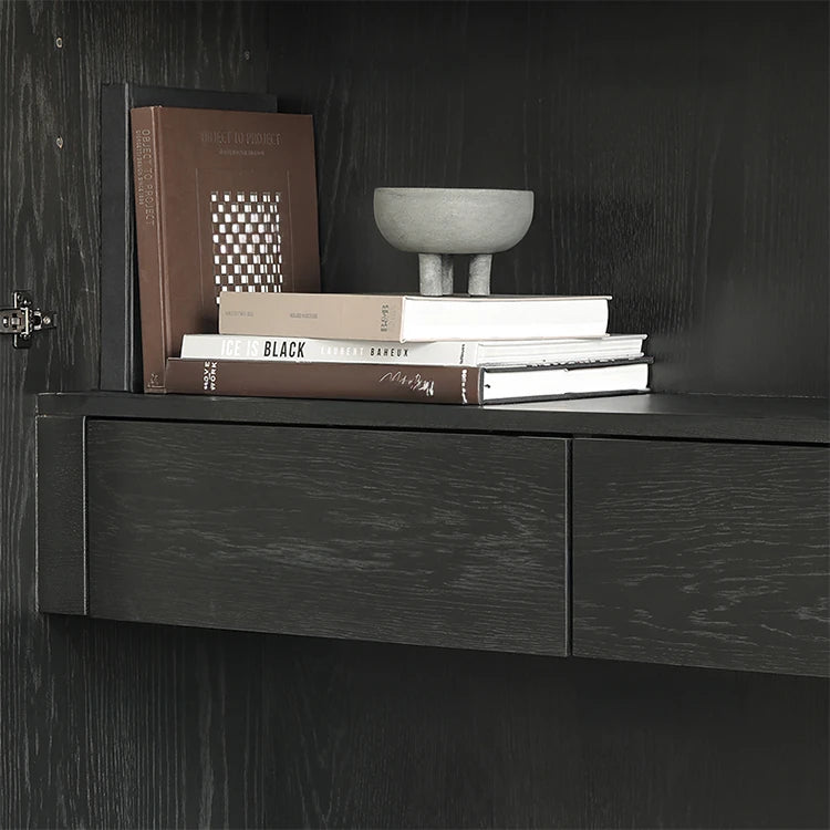 オークとチークのアイアンキャビネット - アンティーク調デザイン、モダンインテリアに最適! hsxz-2189