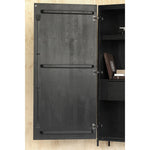 オークとチークのアイアンキャビネット - アンティーク調デザイン、モダンインテリアに最適! hsxz-2189
